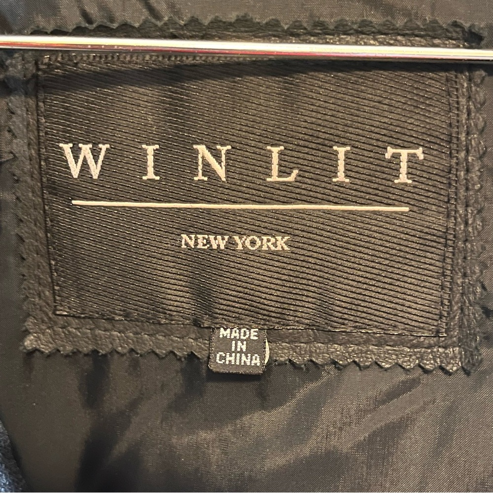 Vintage WINLIT New York Full-Length Black Genuine Leather Trench Coat – Size M - Picture 3 of 14